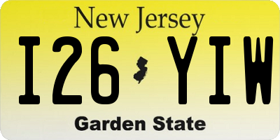NJ license plate I26YIW