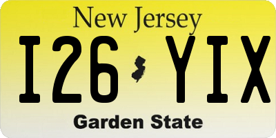 NJ license plate I26YIX
