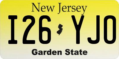 NJ license plate I26YJO