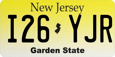 NJ license plate I26YJR