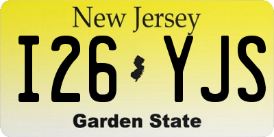 NJ license plate I26YJS