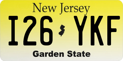 NJ license plate I26YKF
