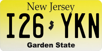NJ license plate I26YKN