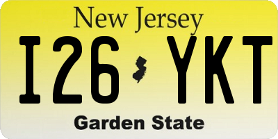 NJ license plate I26YKT