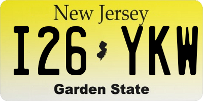 NJ license plate I26YKW
