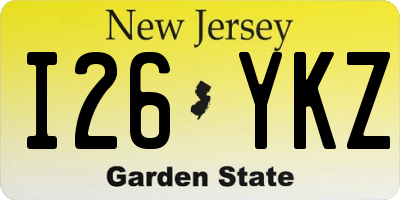 NJ license plate I26YKZ