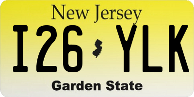 NJ license plate I26YLK