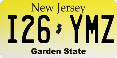 NJ license plate I26YMZ