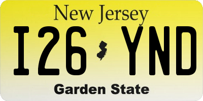 NJ license plate I26YND