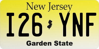 NJ license plate I26YNF