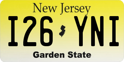 NJ license plate I26YNI