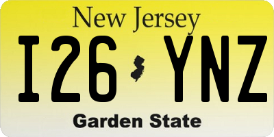 NJ license plate I26YNZ
