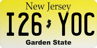 NJ license plate I26YOC