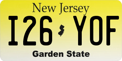 NJ license plate I26YOF