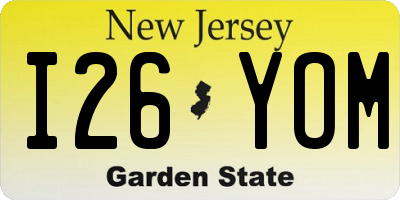 NJ license plate I26YOM