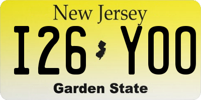 NJ license plate I26YOO