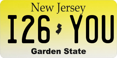 NJ license plate I26YOU