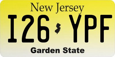 NJ license plate I26YPF