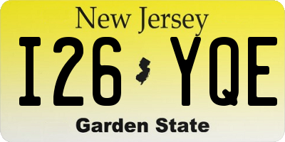NJ license plate I26YQE