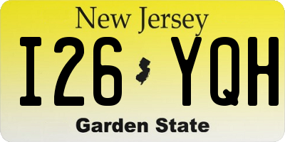 NJ license plate I26YQH