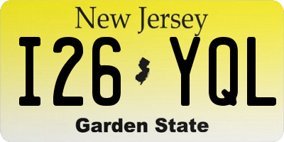 NJ license plate I26YQL
