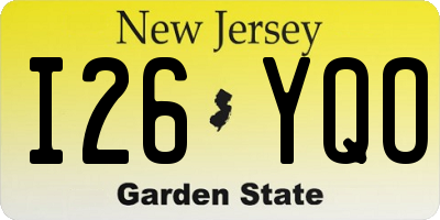 NJ license plate I26YQO
