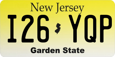 NJ license plate I26YQP