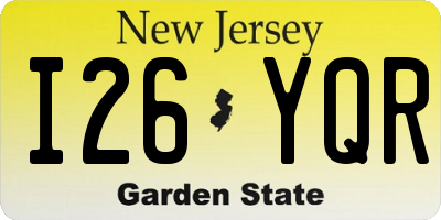 NJ license plate I26YQR