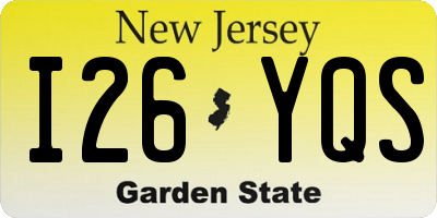 NJ license plate I26YQS