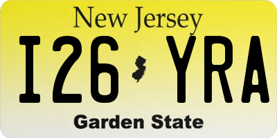 NJ license plate I26YRA