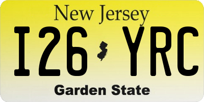 NJ license plate I26YRC