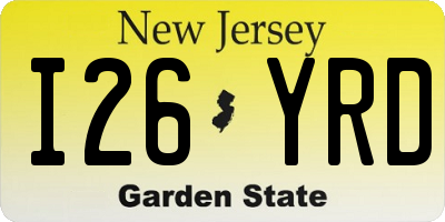 NJ license plate I26YRD