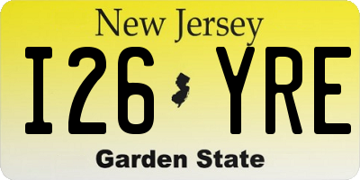NJ license plate I26YRE