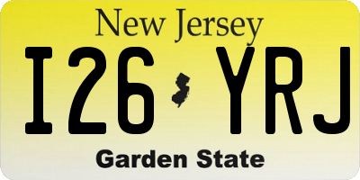 NJ license plate I26YRJ