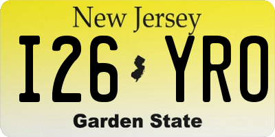 NJ license plate I26YRO