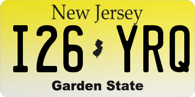 NJ license plate I26YRQ