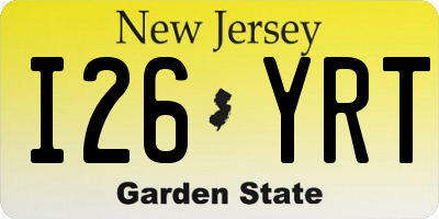 NJ license plate I26YRT