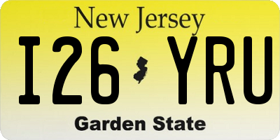 NJ license plate I26YRU