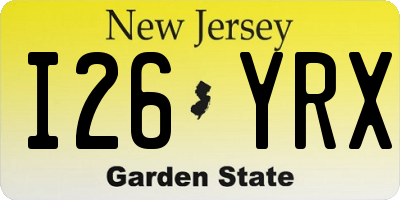 NJ license plate I26YRX