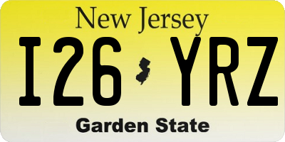 NJ license plate I26YRZ