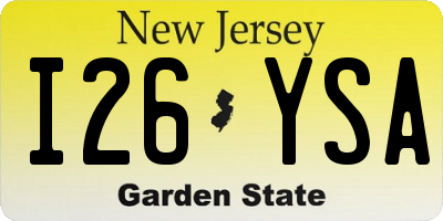 NJ license plate I26YSA