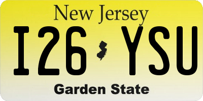 NJ license plate I26YSU