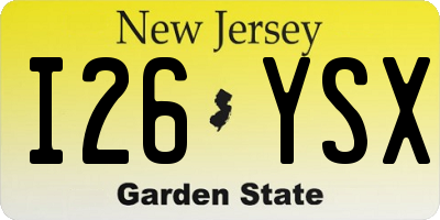 NJ license plate I26YSX