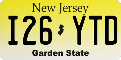 NJ license plate I26YTD