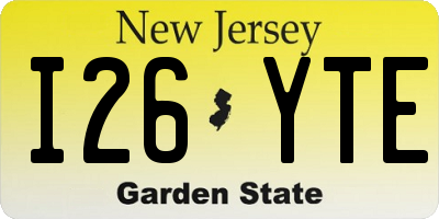 NJ license plate I26YTE