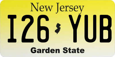 NJ license plate I26YUB