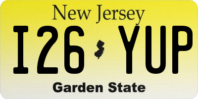NJ license plate I26YUP