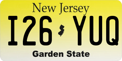NJ license plate I26YUQ