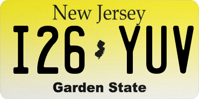 NJ license plate I26YUV
