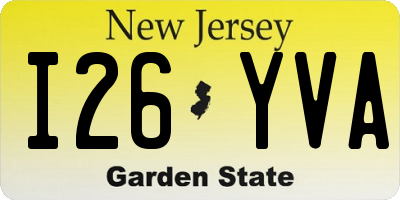 NJ license plate I26YVA